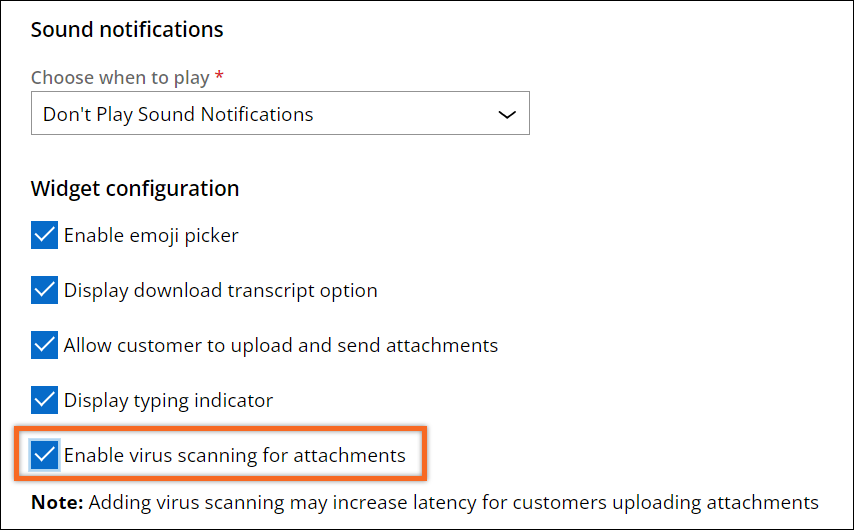 The option to enable virus scanning in Web Messaging in Digital Messaging Manager.