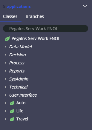 Visual representation of the classes in the class structure for the First Notice of Loss service case