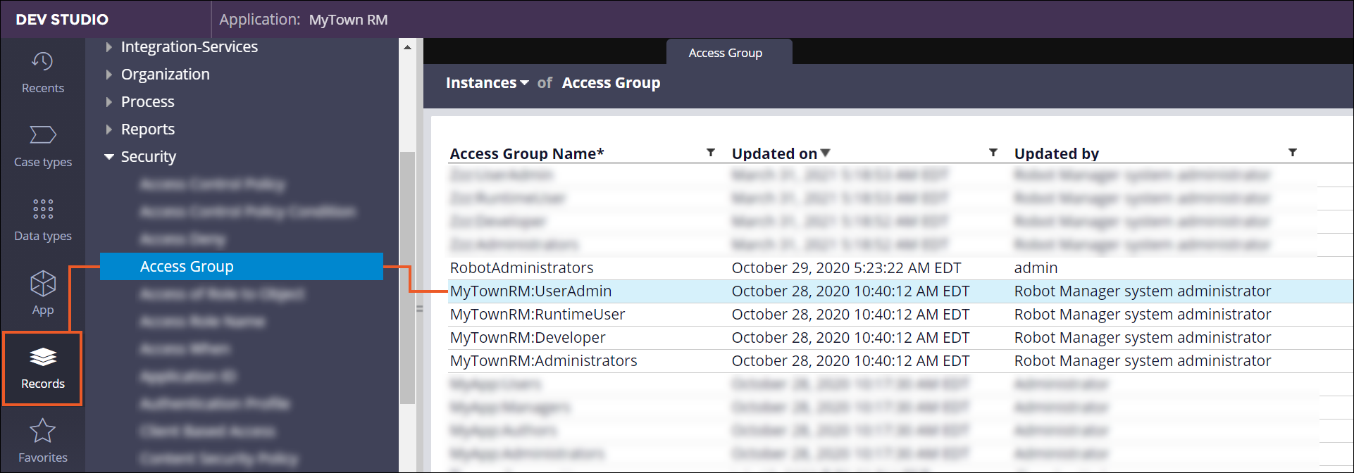Add a new access group by modifying an existing one and saving it
                                as a separate record