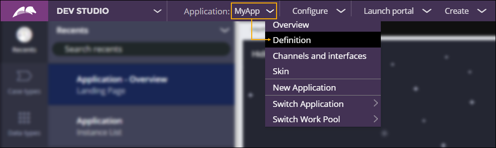 Configuring application definition