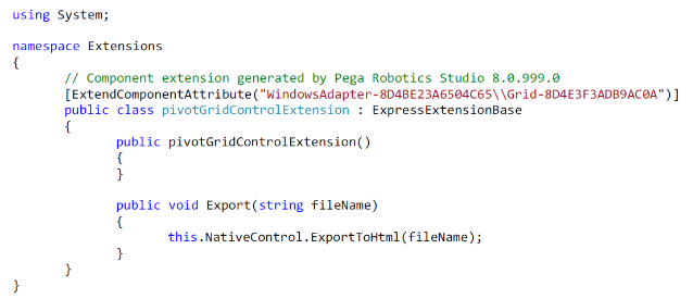 C# code example showing an export extension.