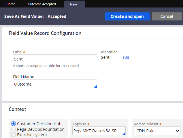 Field Value record Configuration in Dev Studio