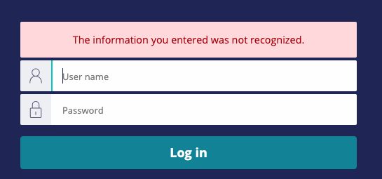 The login failure response to an attempted login using different user names