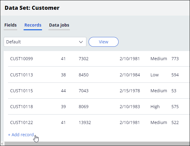 Add a customer entity record in Profile Designer