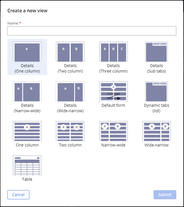 You use the Create a new view pane to create View templates, which are based on columns, lists, or tabs.