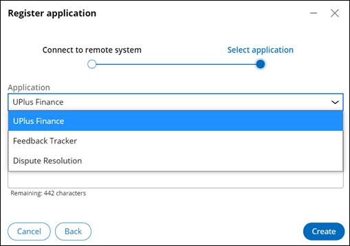 A dialog box with a list of applications available for registration.