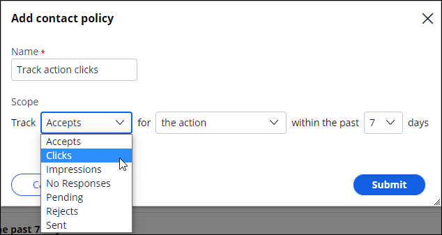 Adding details to new contact policy in Next-Best-Action Designer