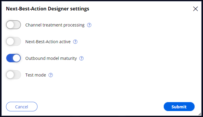 Outbound model maturity enabled in Next-Best-Action Designer