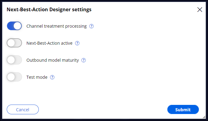 Channel treatment processing enabled in Next-Best-Action Designer