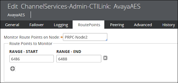 Entering a route point range in the CTI link rule form