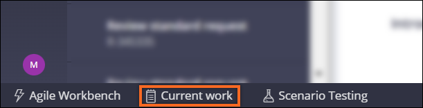 Developer toolbar in Dev Studio with the Current work button.