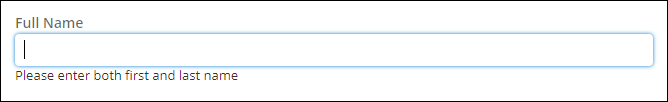 A text input field with in-line helper text underneath the field.