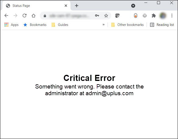 Custom error message with instructions to email the administrator.