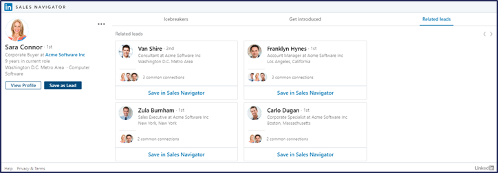 LinkedIn Sales Navigator widget