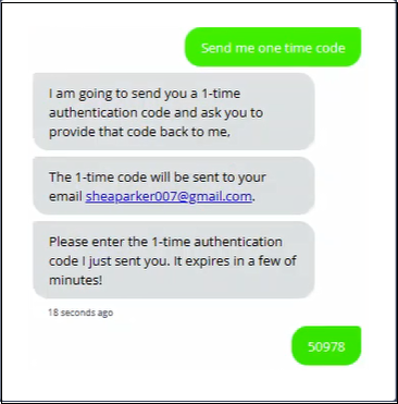 Customer requests a one-time code