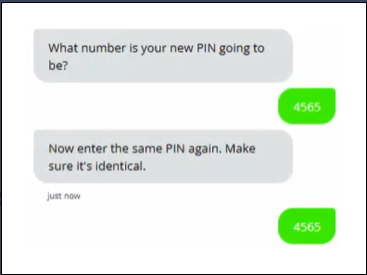 Customer enters and confirms the new PIN