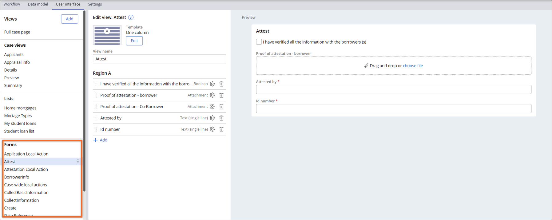 Forms are the final category in the views pane.