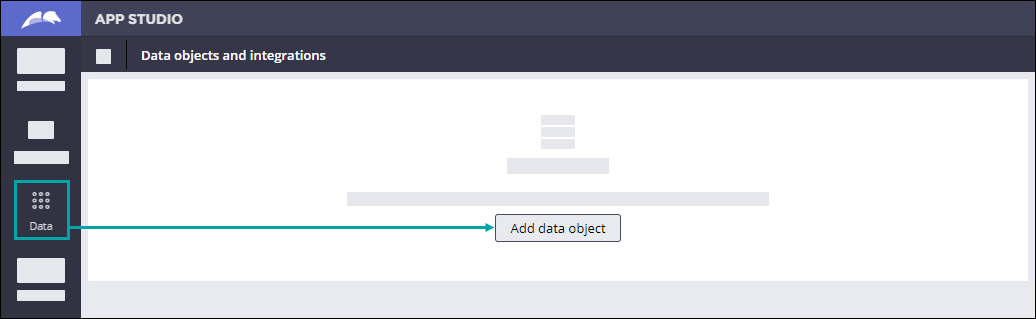 Data objects and integrations section in App Studio.