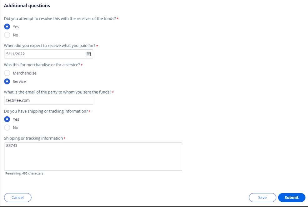 The corresponding questionnaire window is displayed in the Additional questions window.