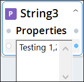 String design block with value clicked and a text string added.