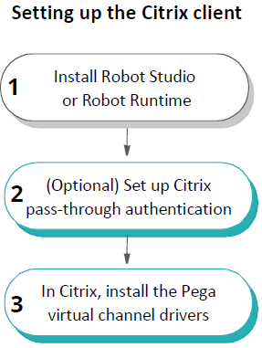 The workflow for setting up the Citrix clients has 3 stages.