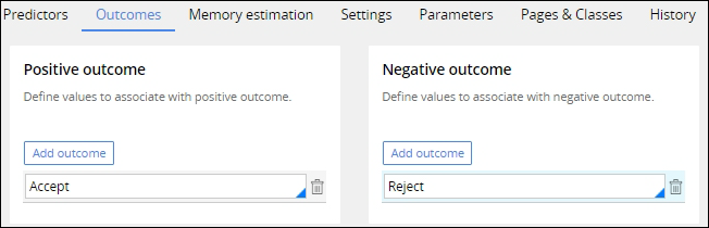 The positive outcome is set to Accept, the negative outcome is set to Reject.