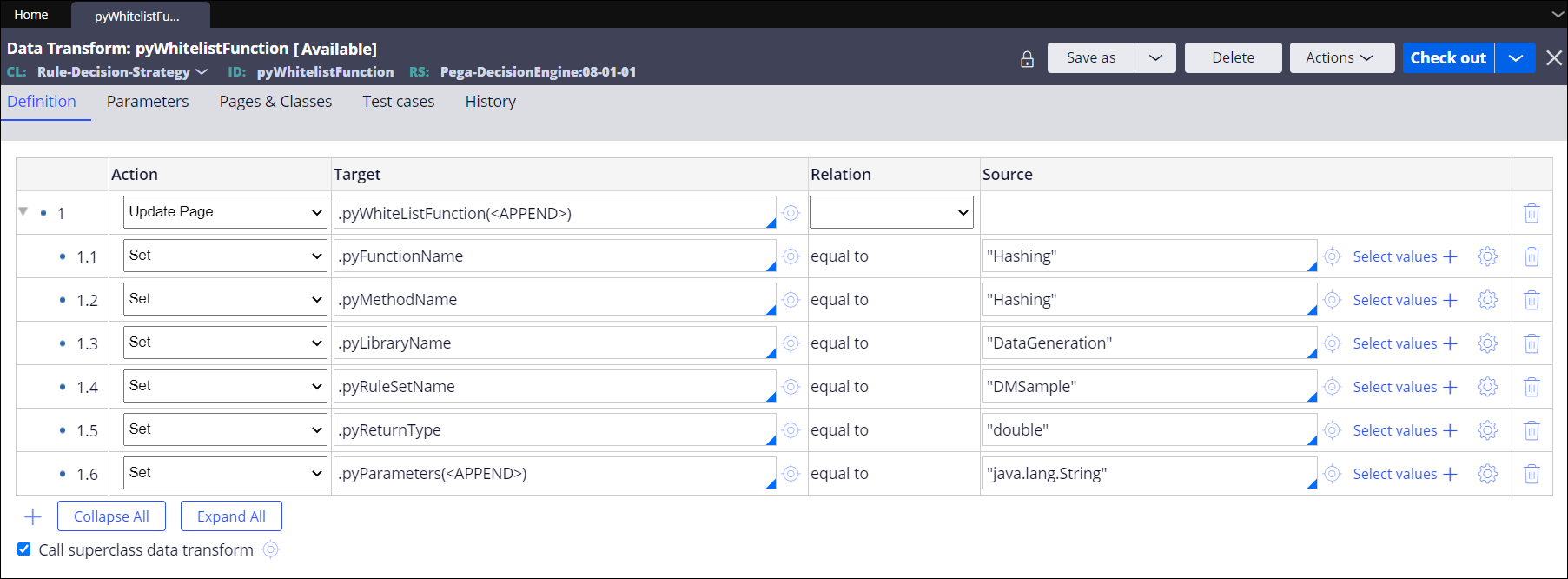 Configuration of a new allow list function in the pyWhitelistFunction data transform.