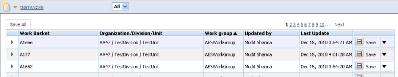 Workbaskets instances