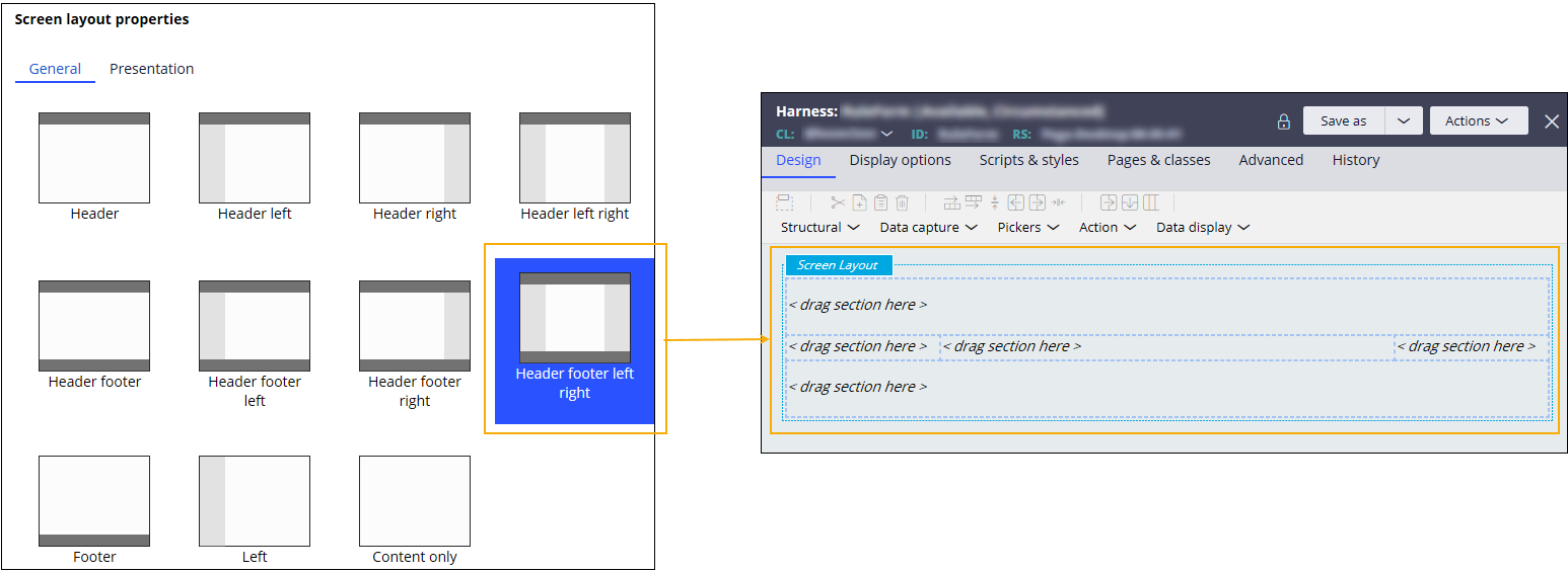 Sample screen layout after it is applied to a harness