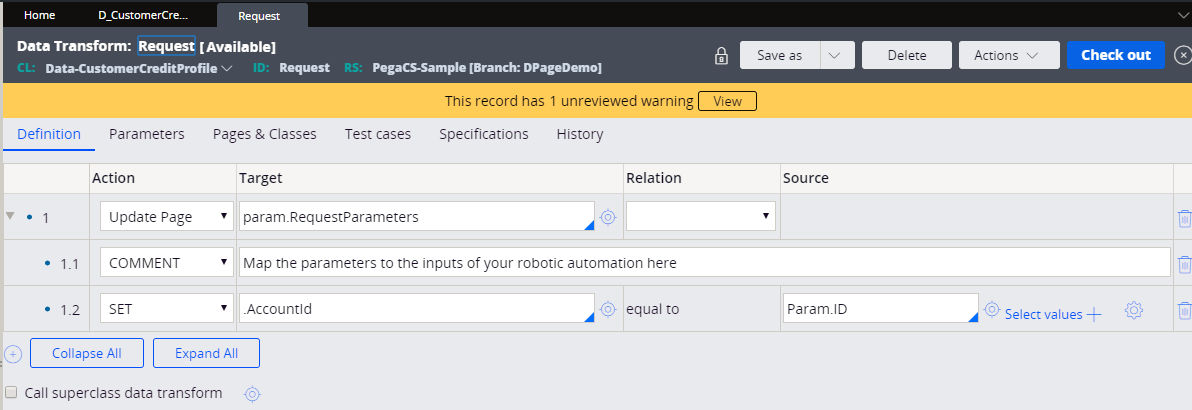 Request data transform