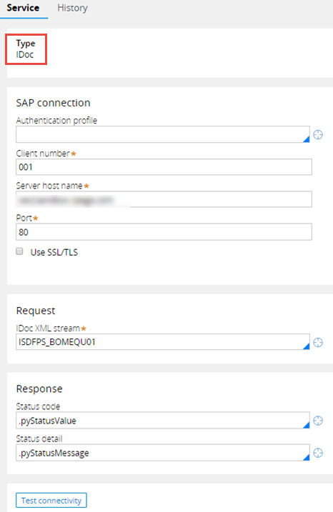 Connect SAP rule of IDoc connector type