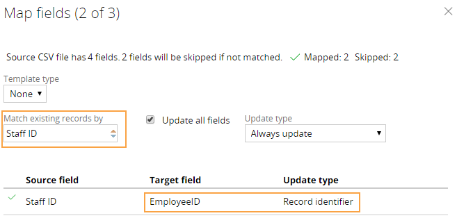Default field mapping at run time