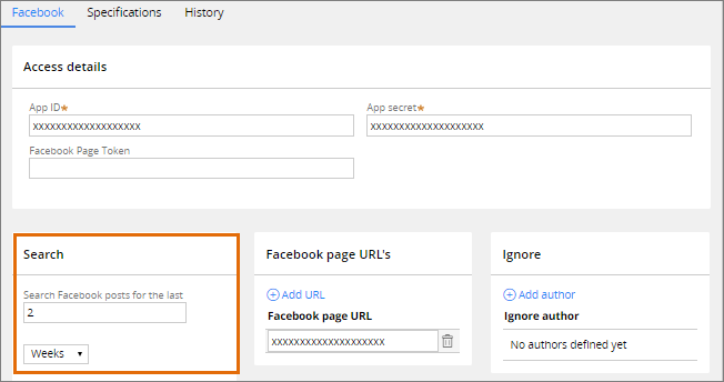 Search functionality in Facebook data set
