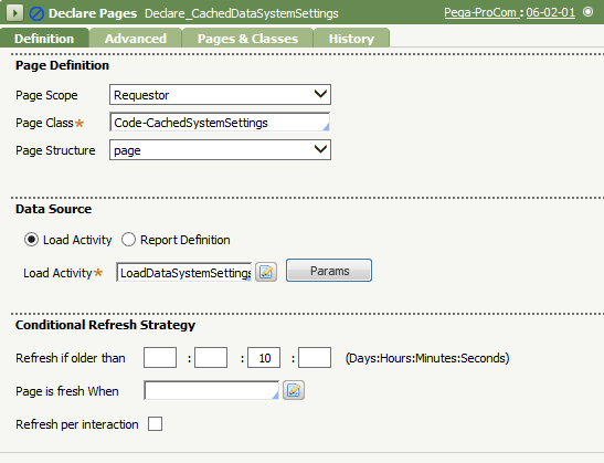 Declare Pages instance using the Requestor page scope