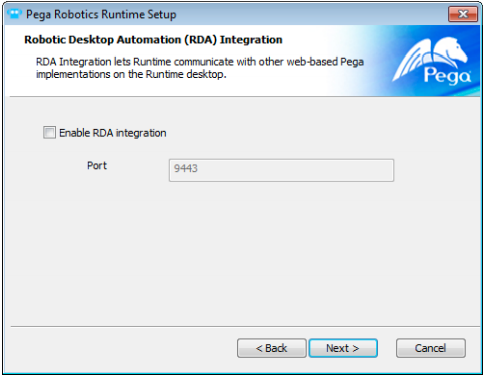 Robotic Desktop Automation option in the installation wizard