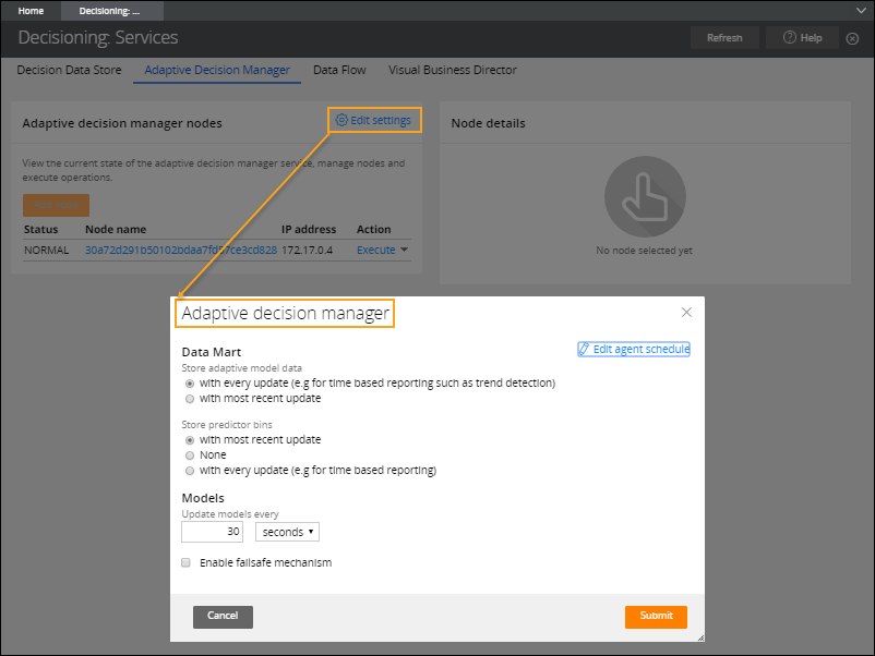Adaptive Decision Manager settings