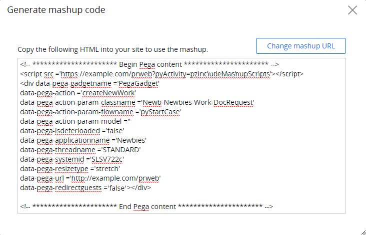 Web mashup code