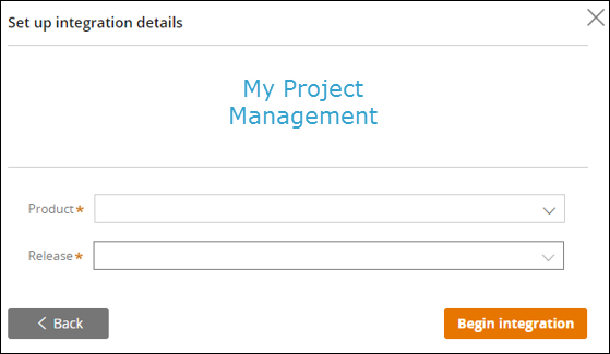 Set up integration details dialog for your product and release