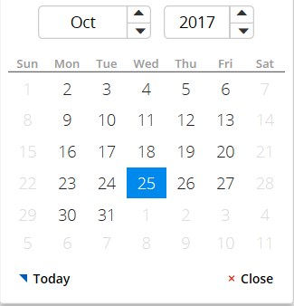 Calendar showing weekends as unavailable