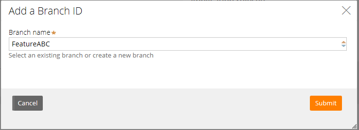 New branch in the Add a Branch ID dialog