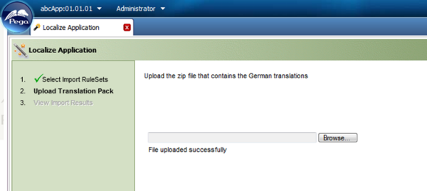 Localize Application wizard File uploaded successfully