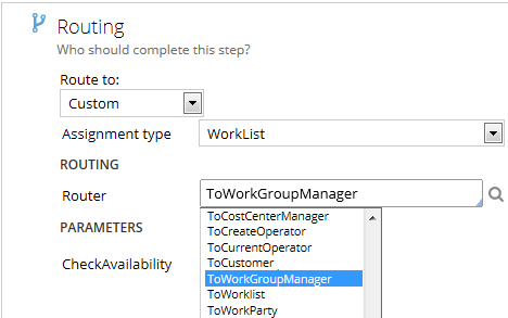 Route to worklist of workgroup manager