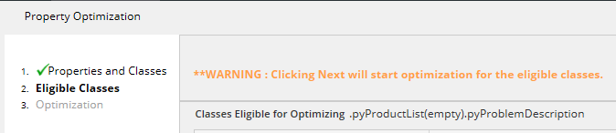warning before beginning optimization