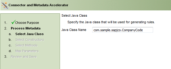 Select SAP JCo Java class