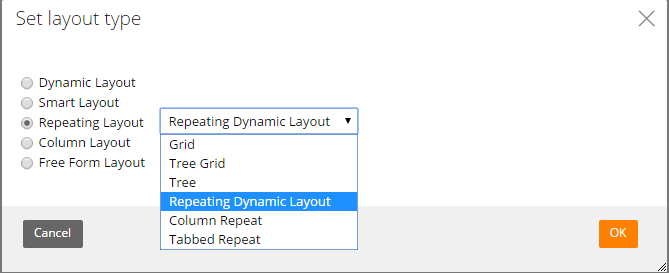 Layout type set to Repeating Dynamic Layout