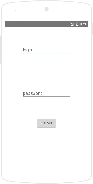 HelloWorld first (log in) screen