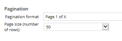 Pagination settings on  grid layout properties panel General tab