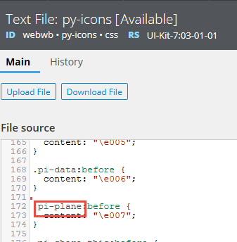 The pi-plane font in the py-icons file