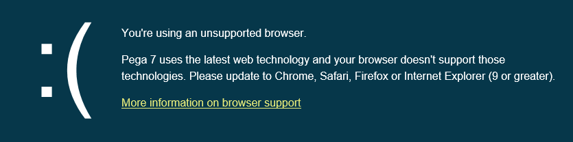 The unsupported browser message