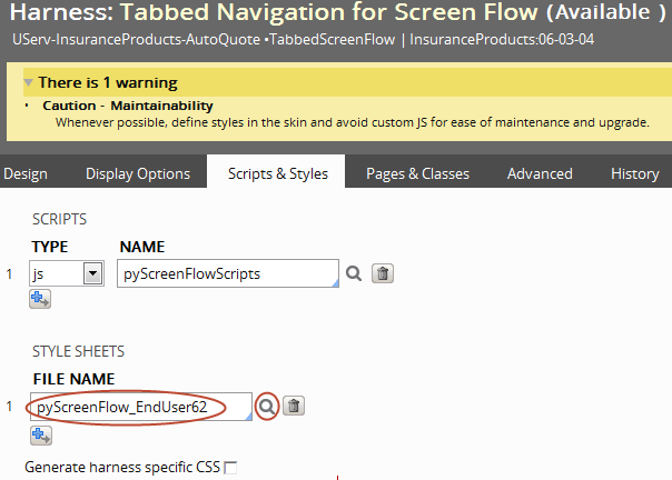 File name field on the Harness form contains a custom style